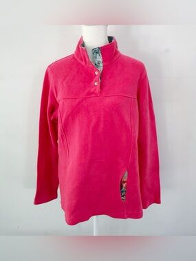 Tommy Bahama Women Snap Pullover Floral Pink Medium Casual Lounge Athleisure